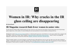 Read more about the article Women in IR: Why cracks in the IR glass ceiling are disappearing