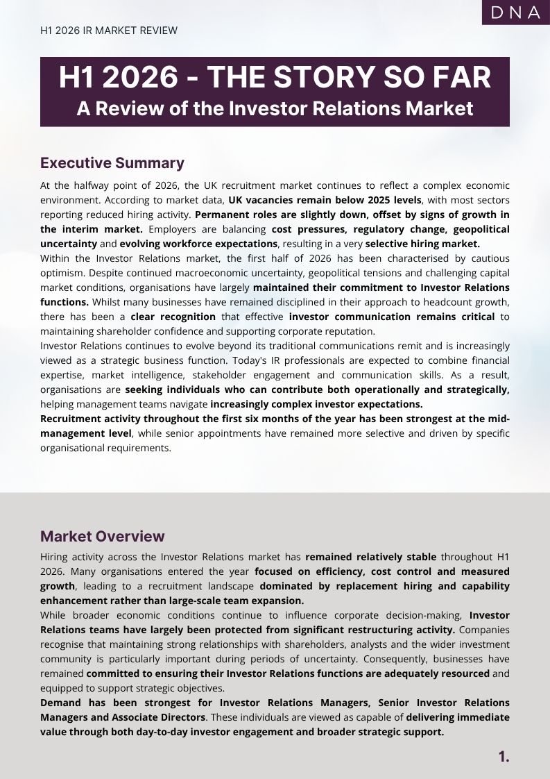 You are currently viewing H1 2026 Investor Relations Market Review